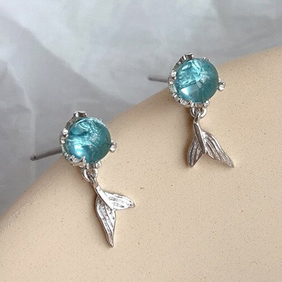 Jewelry - *NEW 925 Sterling Silver Crystal Mermaid Earrings